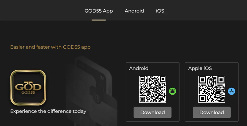 Cài đặt app GOD55 về điện thoại để trải nghiệm cược dễ dàng.